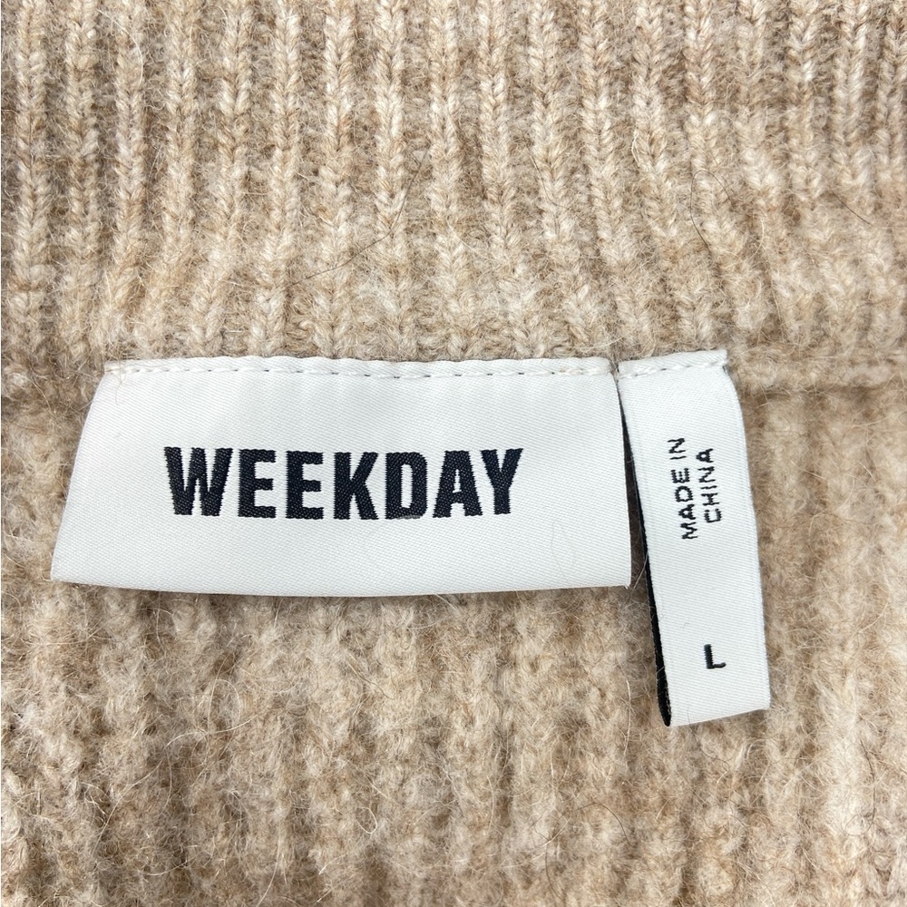 Weekday Swing Cardigan Oatmeal Mohair Wool Large - Picture 5 of 8